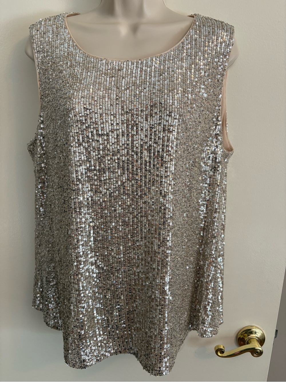 Dkny Silver Sequin Sleeveless Camisole